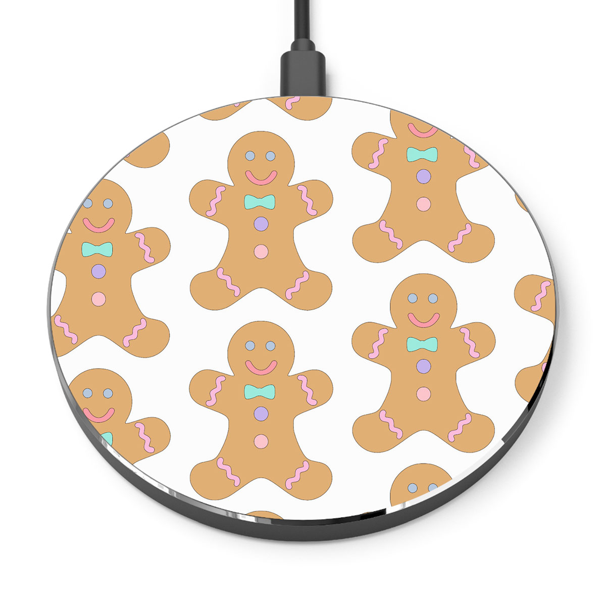 Cute Gingerbread Man Cookies Seamless Pattern Printed Wireless Charger