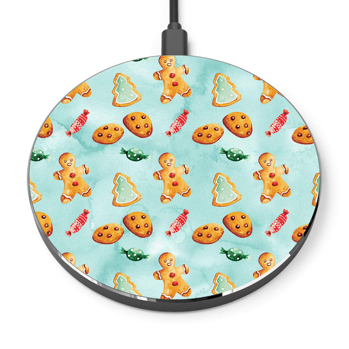 Gingerbread, Christmas Candy, Gingerbread Man Cookies Printed Wireless Charger