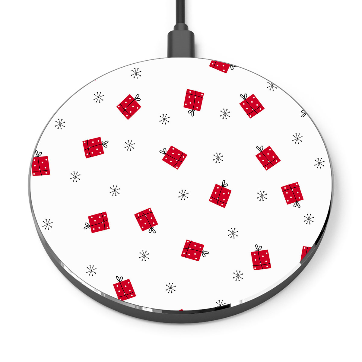 Hand Drawn Christmas Gifts, Snowflake Clipart Seamless White Pattern Printed Wireless Charger