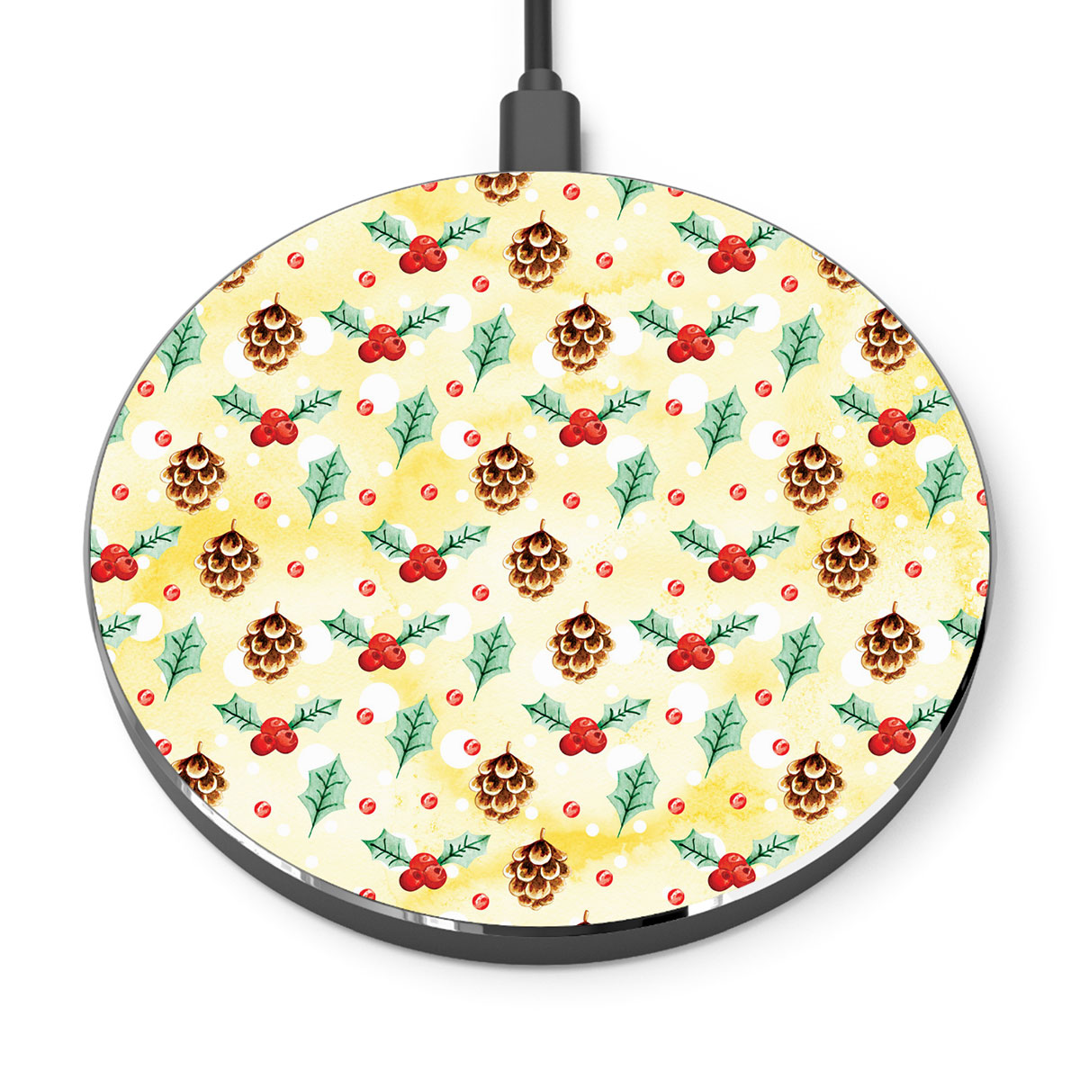 Holly Leaf, Pine Cone, Holly Berry Printed Wireless Charger