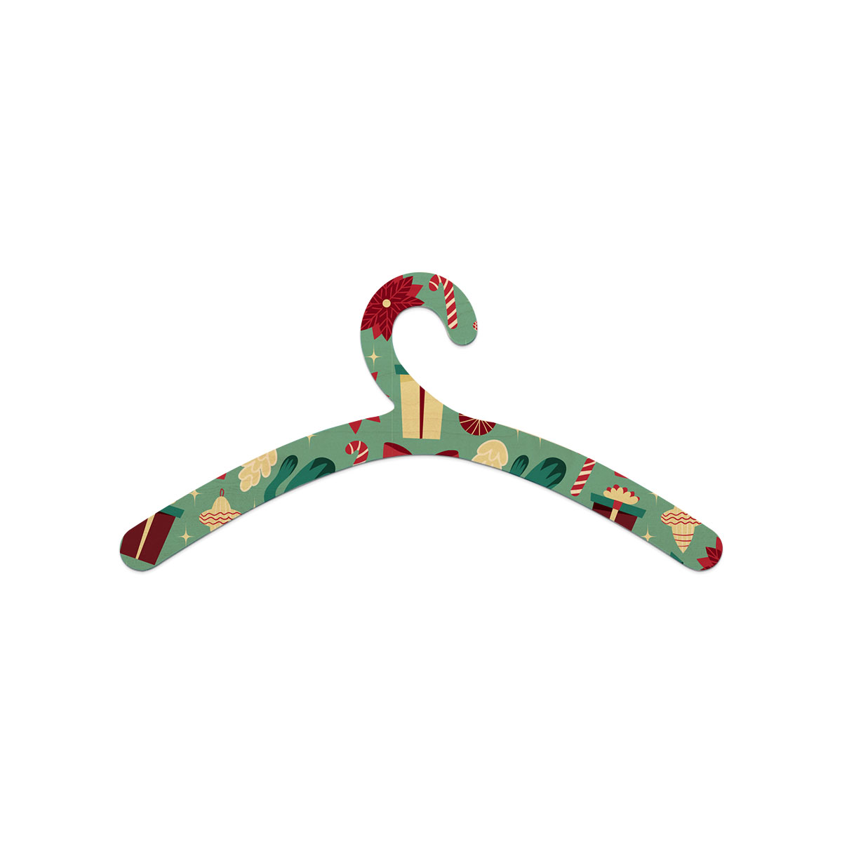 Christmas Gift, Candy Cane On Blue Background Wooden Hanger