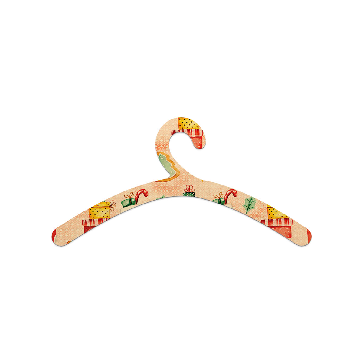 Gingerbread, Christmas Tree, Red Socks With Candy Canes Wooden Hanger