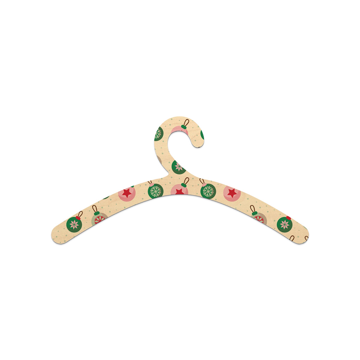 Green Pink And White Christmas Ball Pattern Wooden Hanger