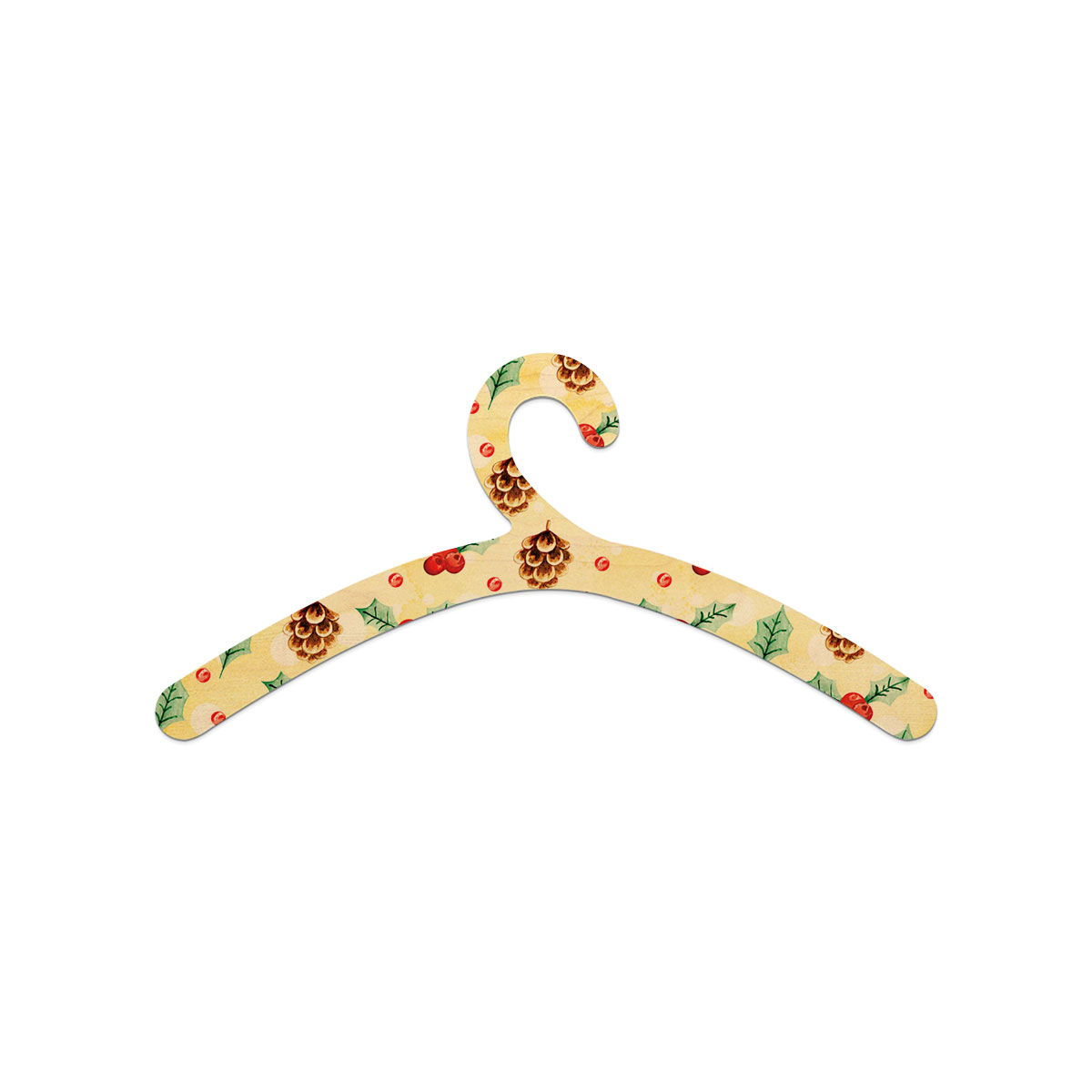 Holly Leaf, Pine Cone, Holly Berry Wooden Hanger