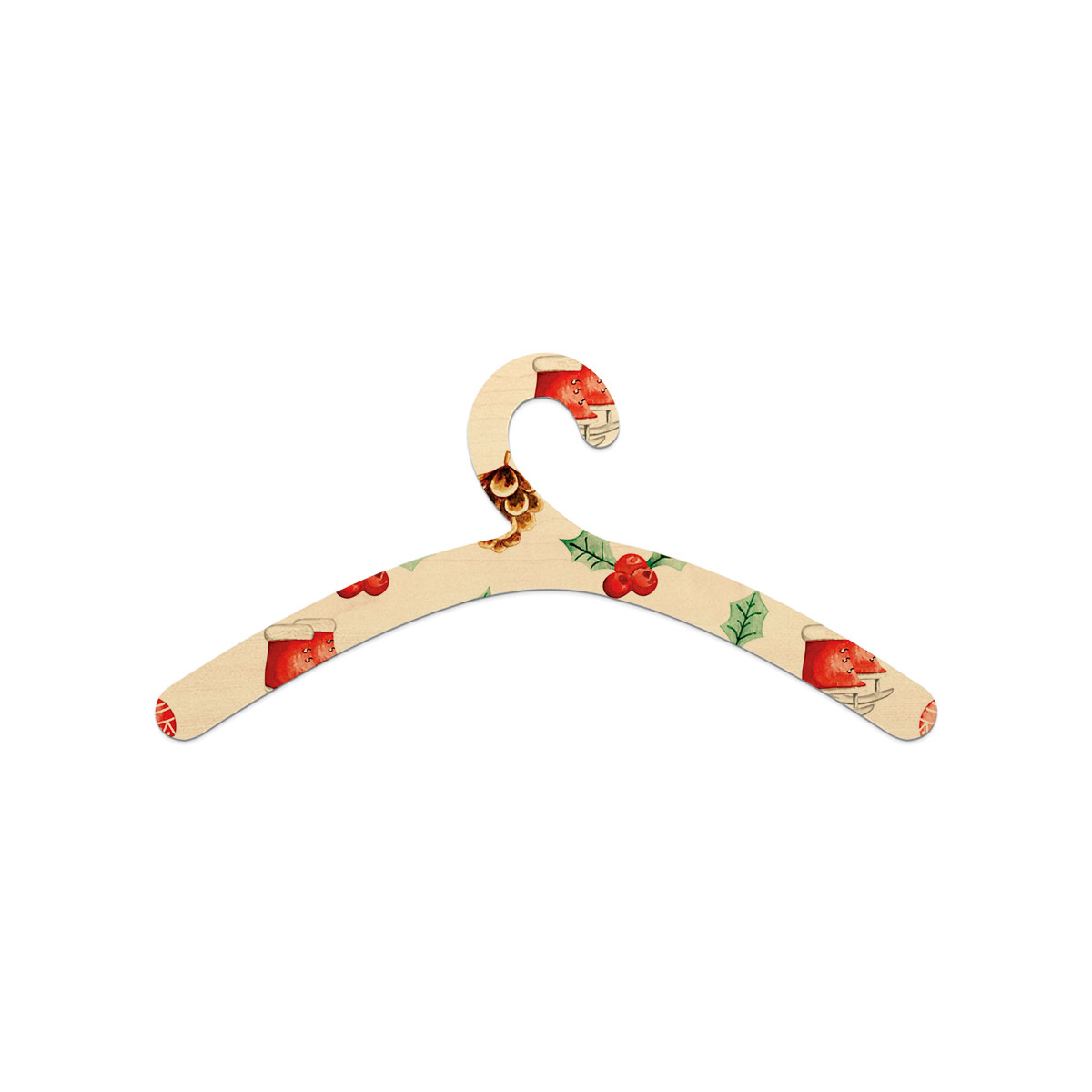 Ice Skates, Holly Leaf, Pine Cone And Christmas Baubles Wooden Hanger