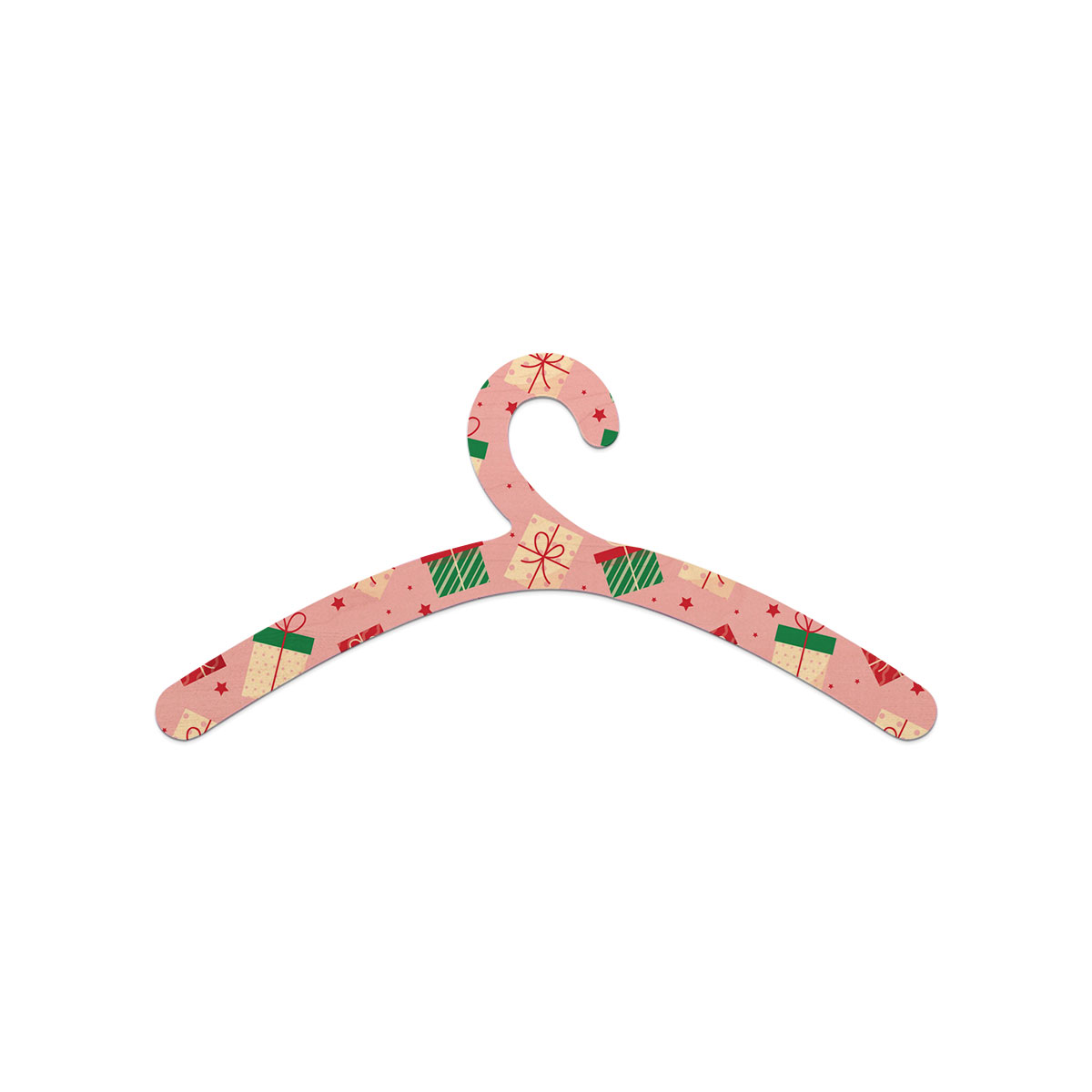 Red Green And White Christmas Gift On Pink Background Wooden Hanger