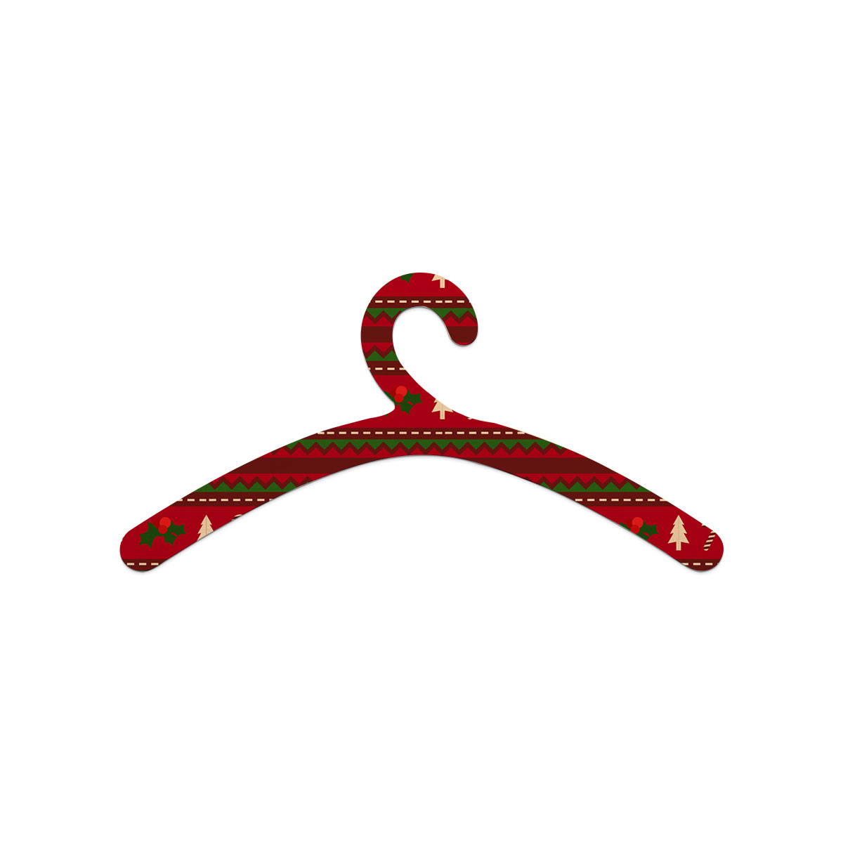 Red Green And White Christmas Tree, Holly Leaf With Candy Cane.jpg Wooden Hanger