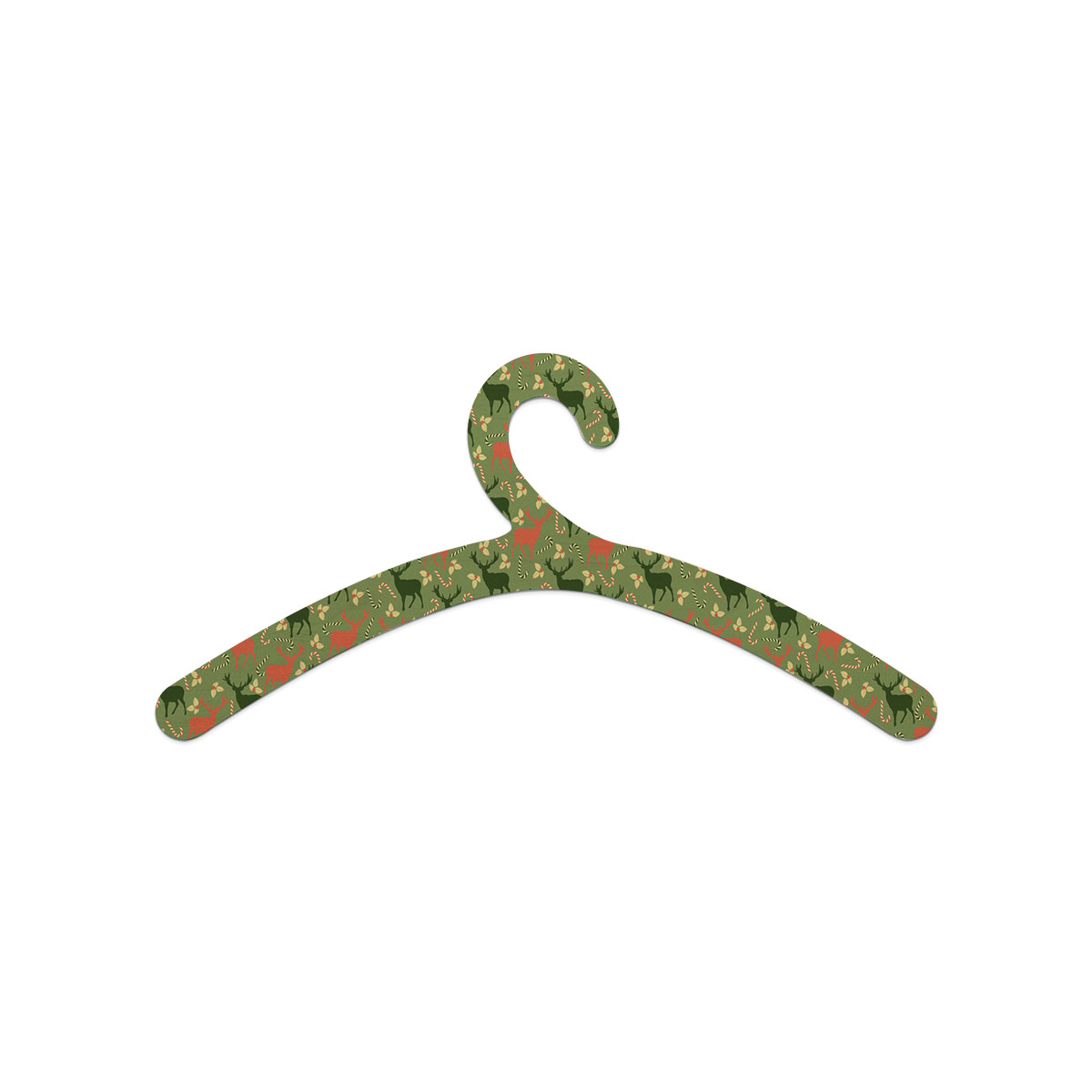 Reindeer, Christmas Flowers And Candy Canes Wooden Hanger
