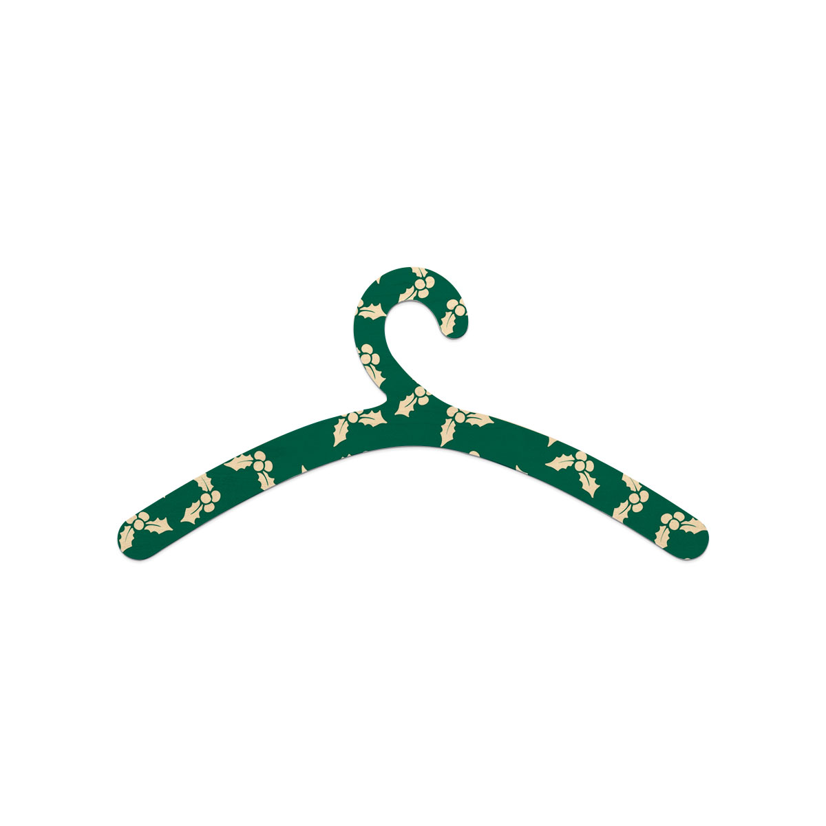 White And Dark Green Holly Leaf Christmas Wooden Hanger