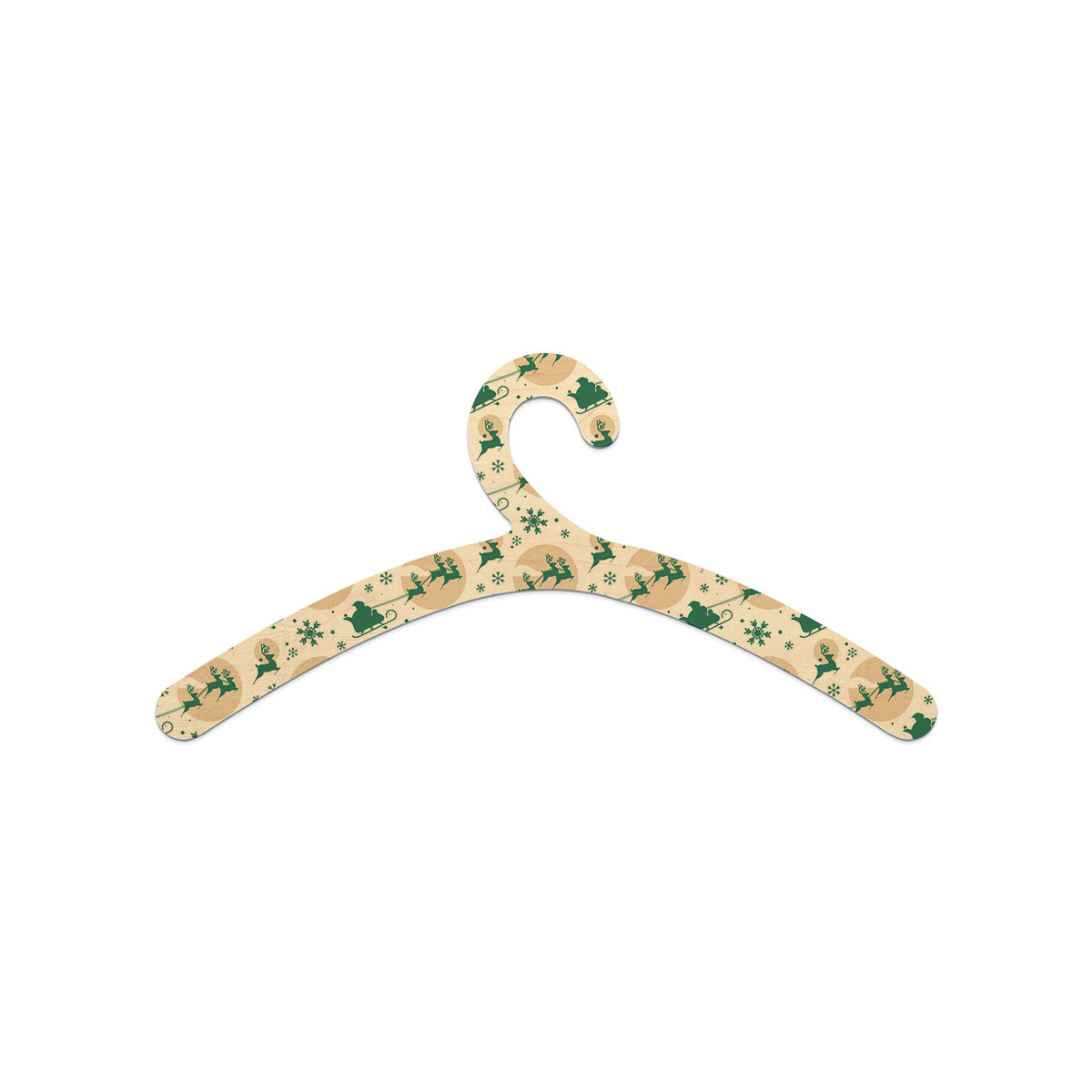 White And Green Santa Sleigh With Snowflake Wooden Hanger