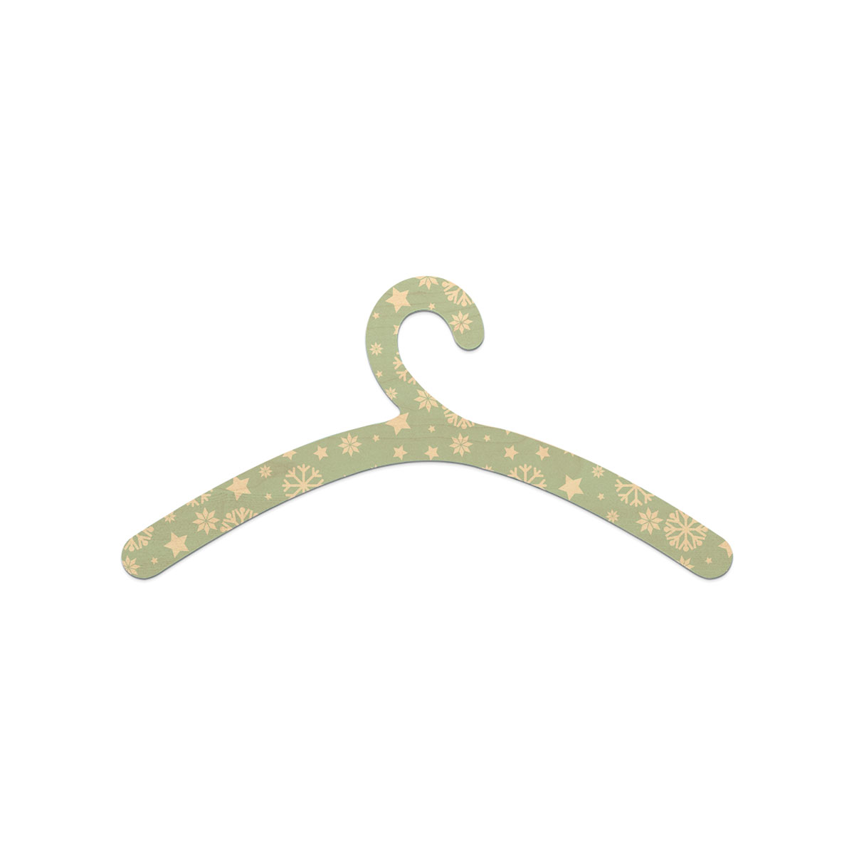White And Light Green Snowflake And Christmas Stars Wooden Hanger