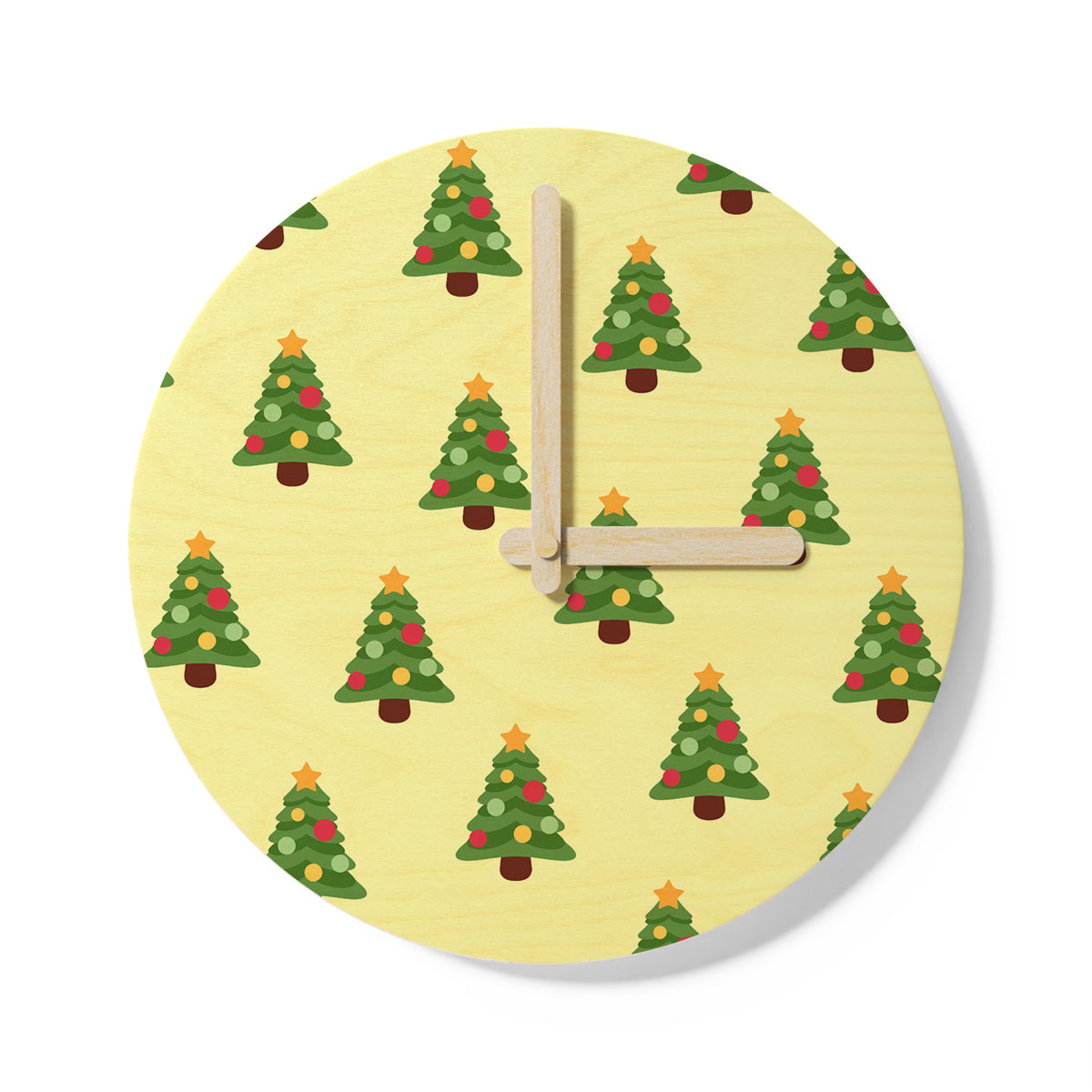 Christmas Tree, Pine Tree, Christmas Balls Wooden Wall Clock