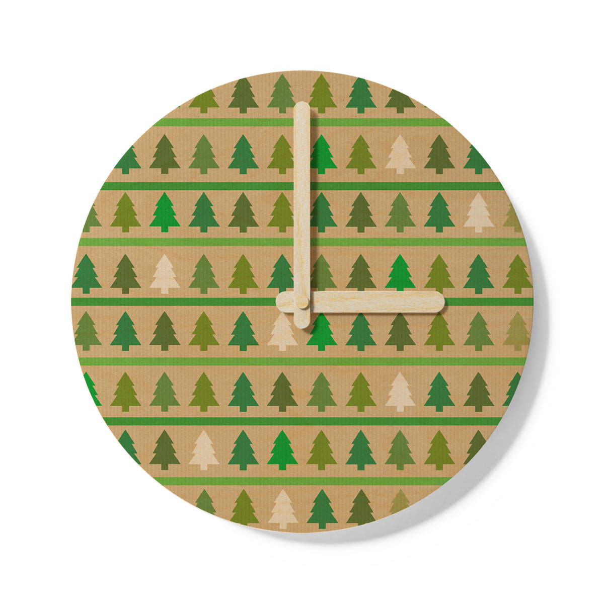 Christmas Tree, Pine Tree, Pine Tree Drawing Wooden Wall Clock