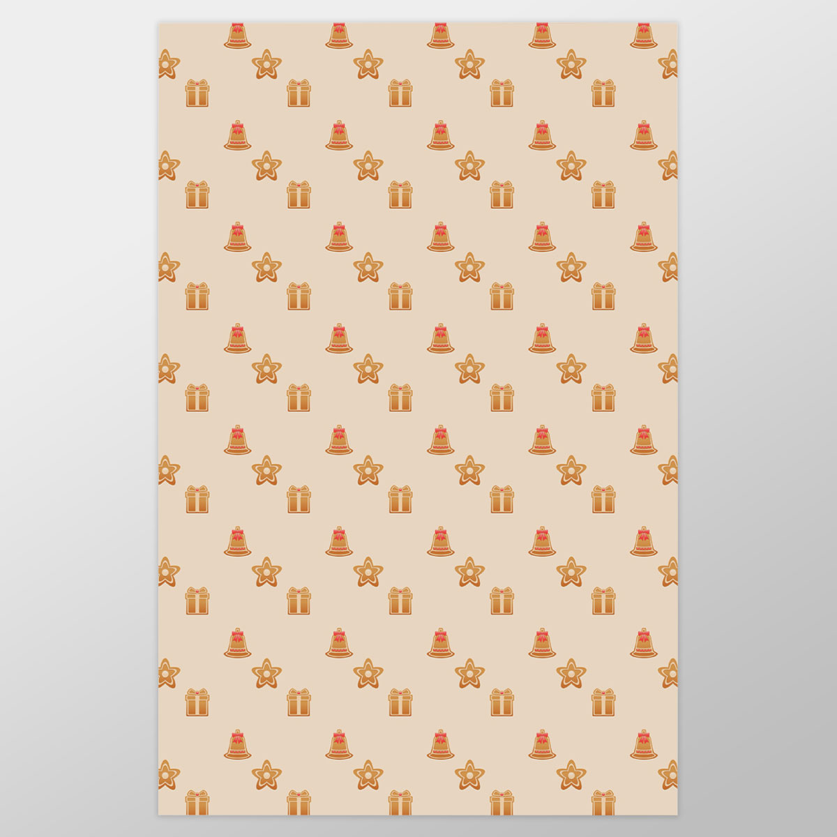 Christmas Pattern With Bells And Christmas Gift Wrapping Paper
