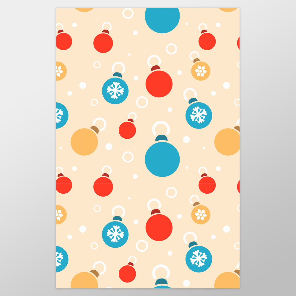 Colorful Christmas Ball On Yellow Background Wrapping Paper