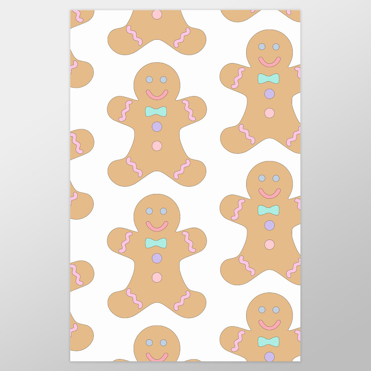 Cute Gingerbread Man Cookies Seamless Pattern Wrapping Paper