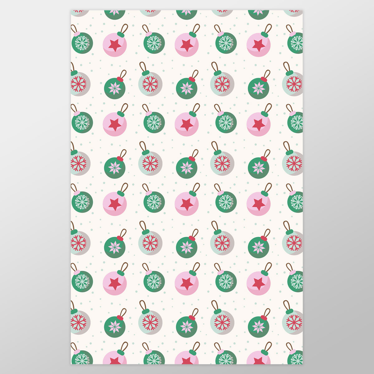 Green Pink And White Christmas Ball Pattern Wrapping Paper