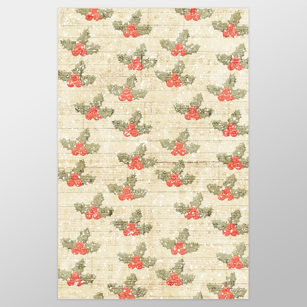 Holly Leaf On Snowflake Background Wrapping Paper