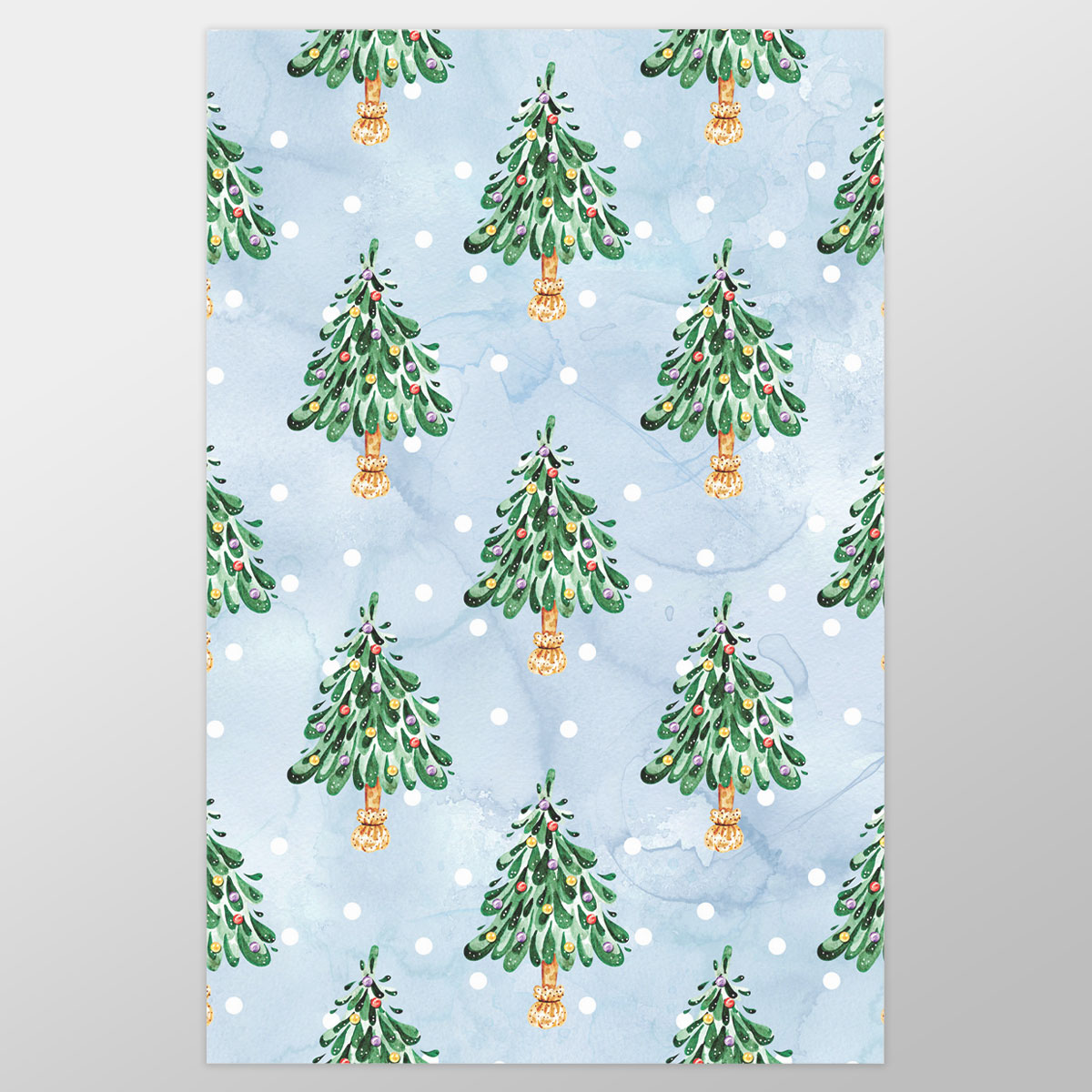 Pine Tree, Christmas Tree On Snowflake Background Wrapping Paper