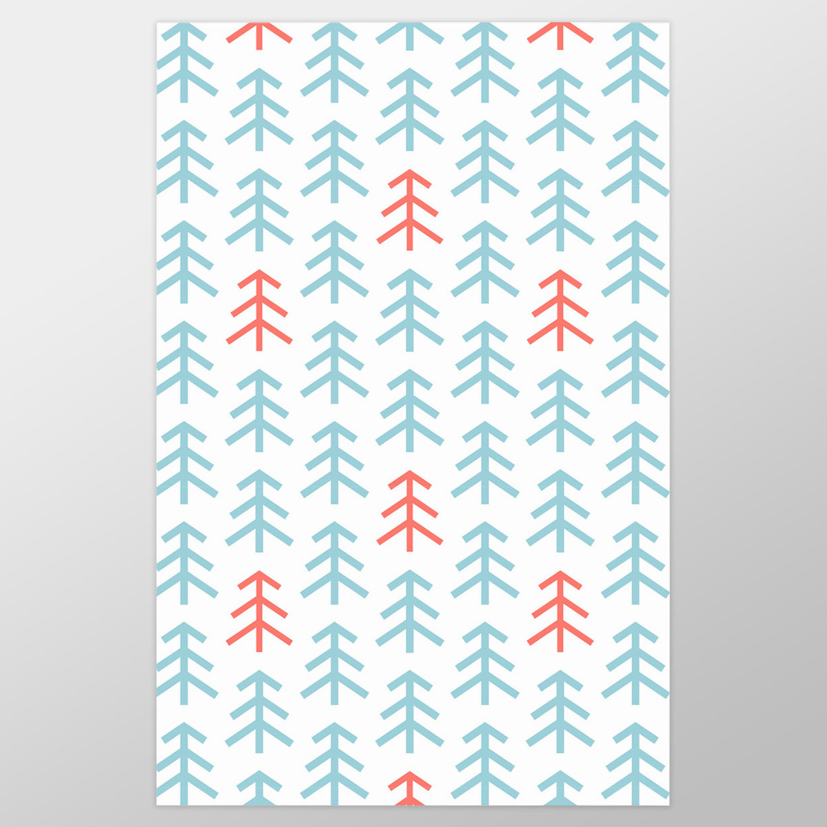 Red Blue And White Christmas Tree Wrapping Paper