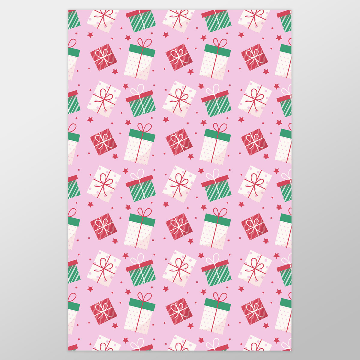 Red Green And White Christmas Gift On Pink Background Wrapping Paper