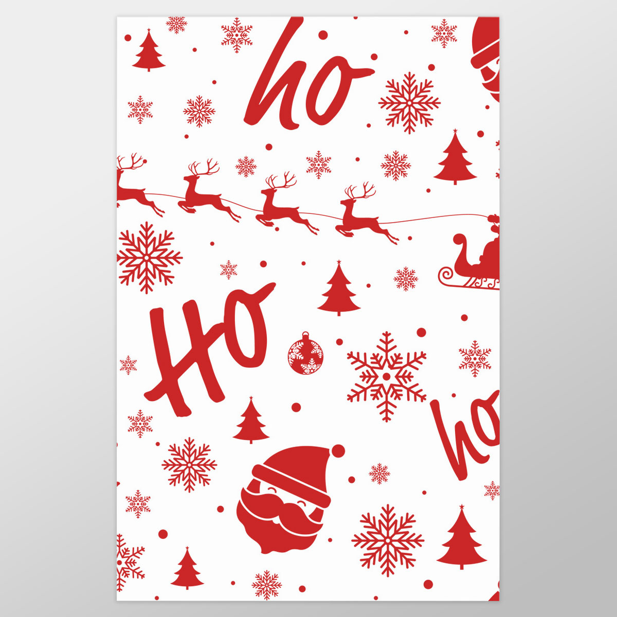 Santa Claus, Santas Reindeer And Christmas Sleigh On The Snowflake Background Wrapping Paper