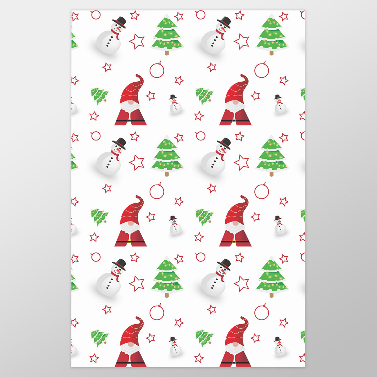 Santa Claus, Snowman Clipart And Pine Tree Silhouette Seamless Pattern Wrapping Paper