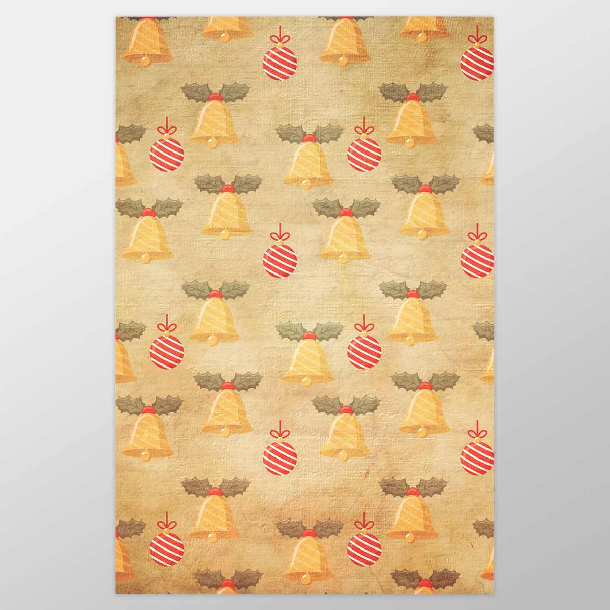 Vintage Christmas With Bells And Christmas Baubles Wrapping Paper
