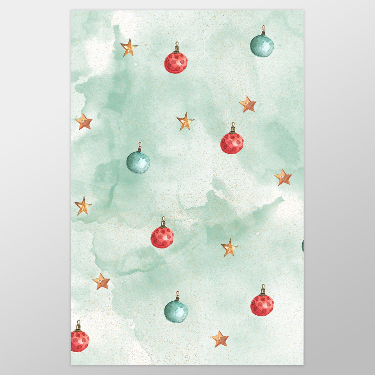 Watercolor Christmas Balls And Stars Pattern Wrapping Paper