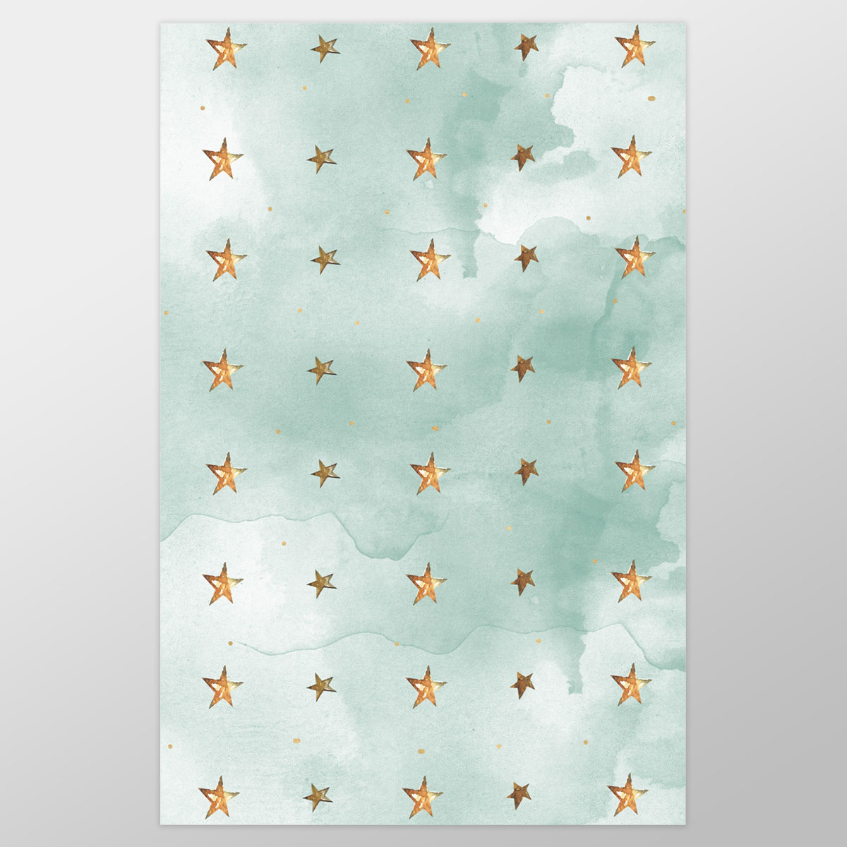 Watercolor Gold Christmas Star Pattern Wrapping Paper