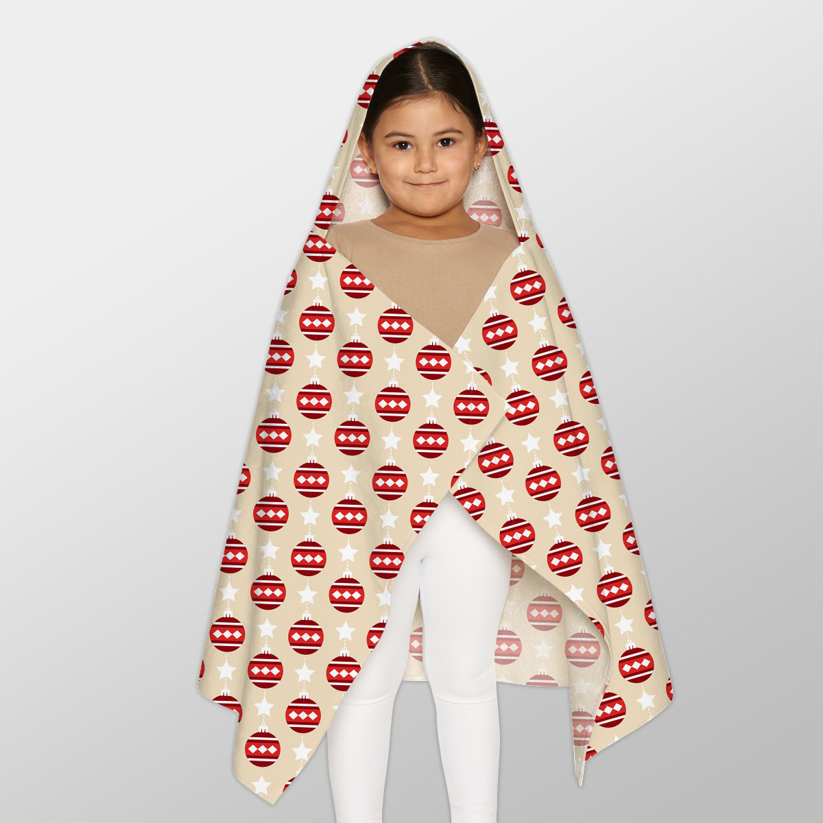 Christmas Balls Hanging With Star Seamless Pattern Youth Hooded Towel