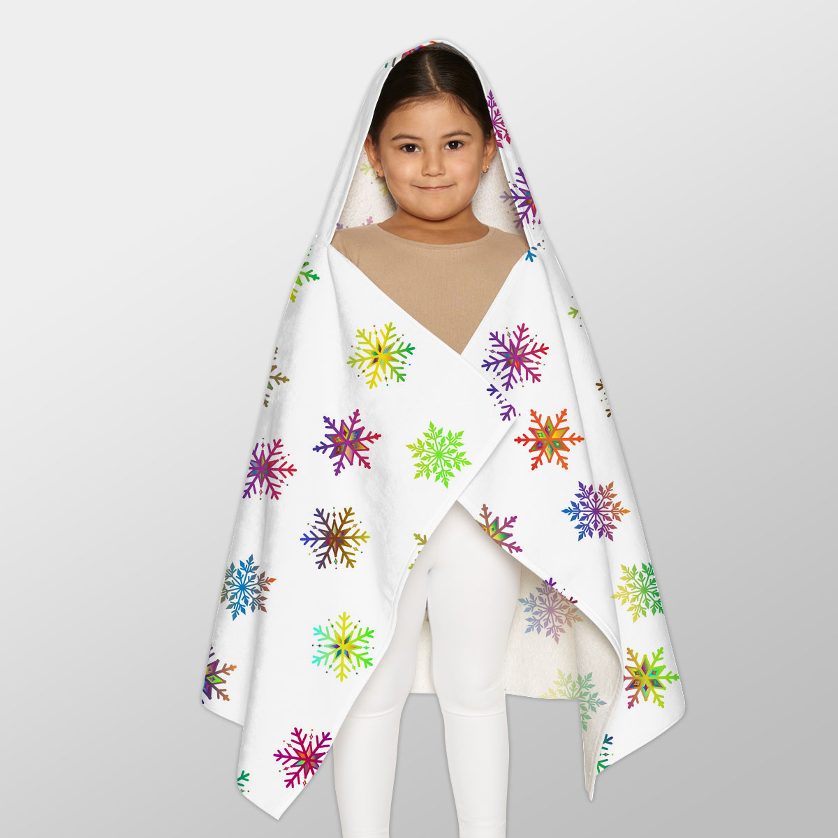 Colorfull Christmas Snowflake Clipart Seamless Pattern Youth Hooded Towel
