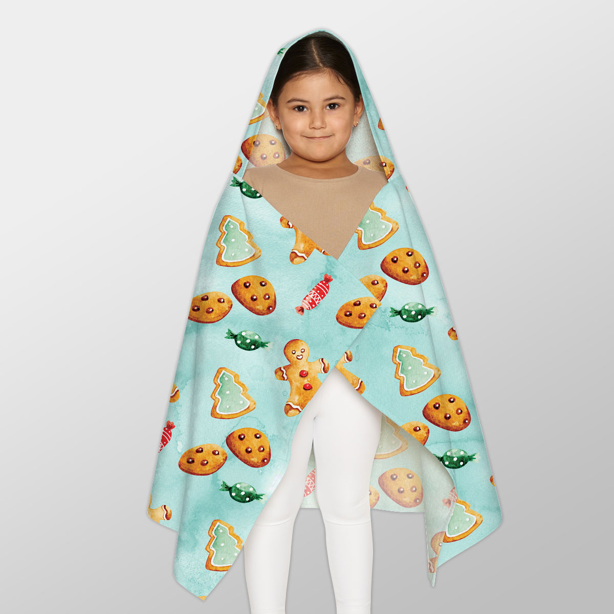 Gingerbread, Christmas Candy, Gingerbread Man Cookies Youth Hooded Towel
