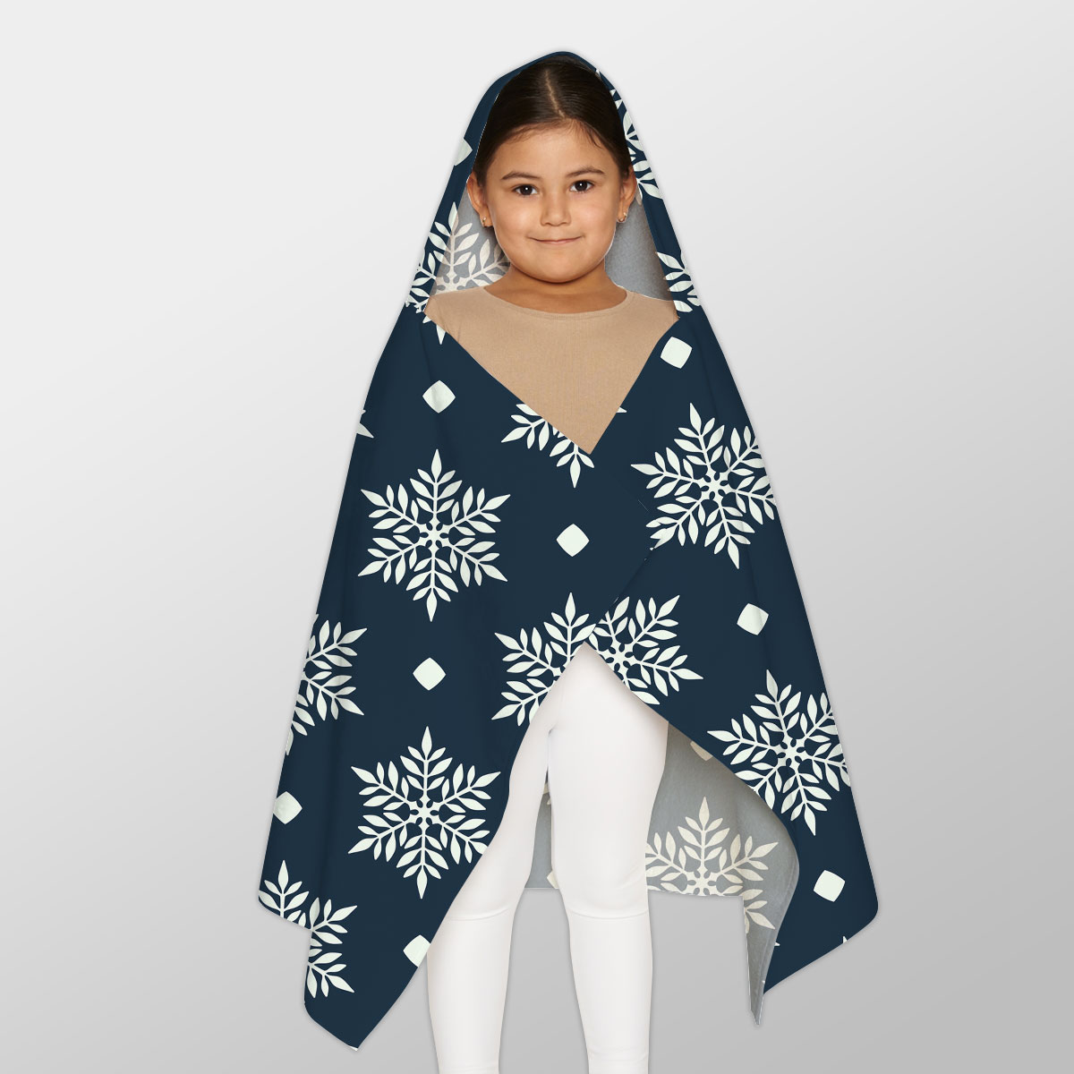 Snowflake On Dark Blue Background Youth Hooded Towel