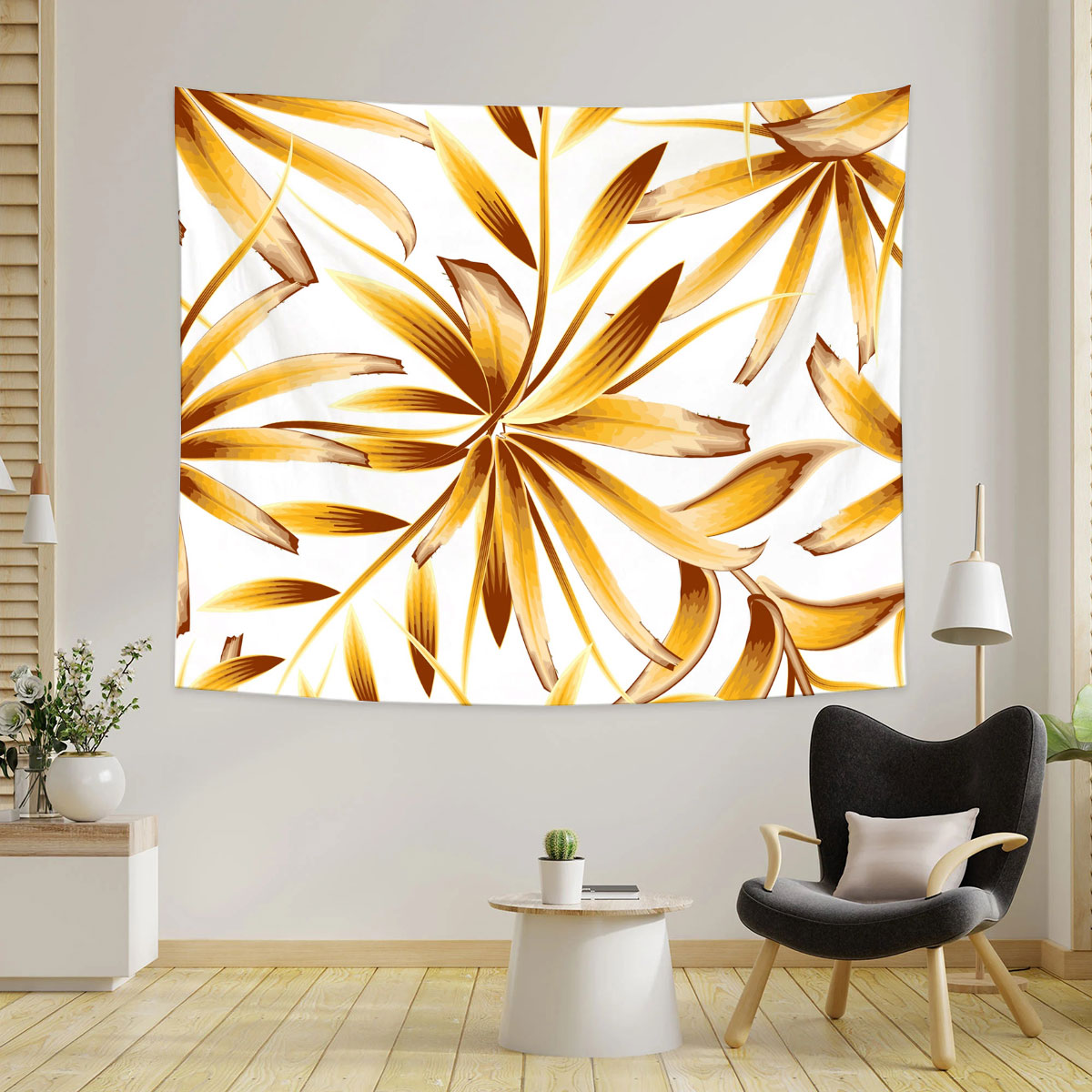 Abstract Bamboo Leaf Tapestry