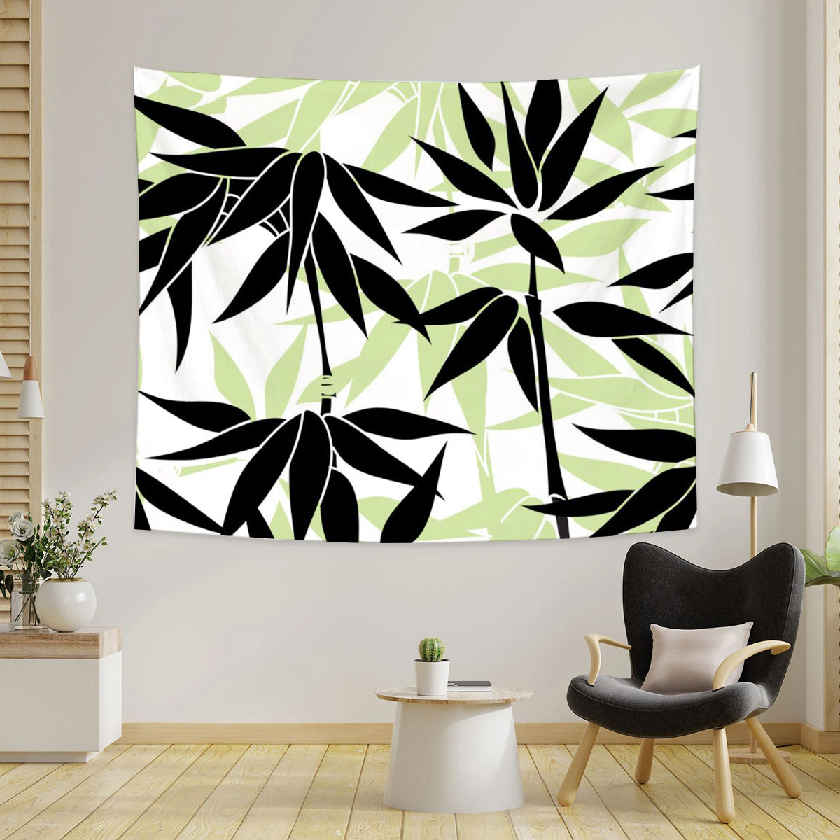 Floral Bamboo Leaves Nature Leaf Tapestry