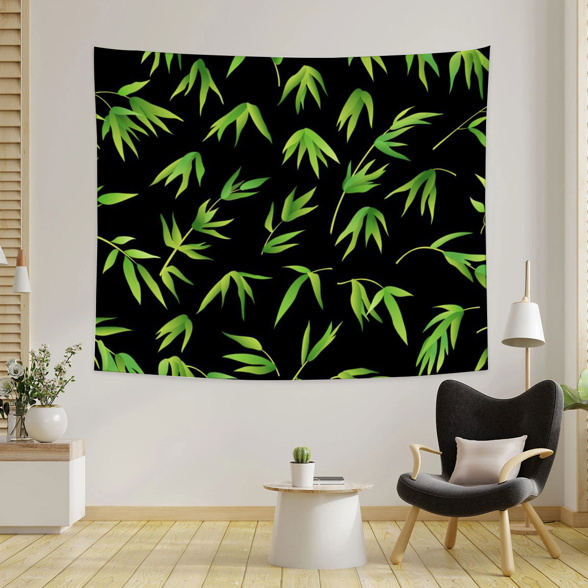 Tropical Bamboo Leaves Tapestry