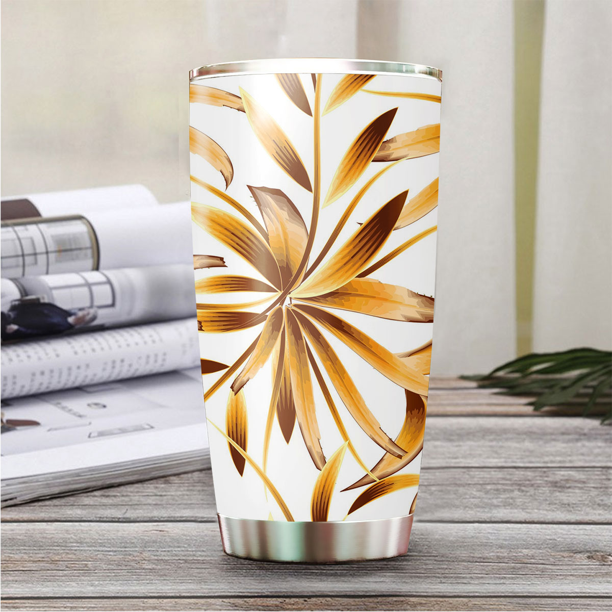 Abstract Bamboo Leaf Tumbler