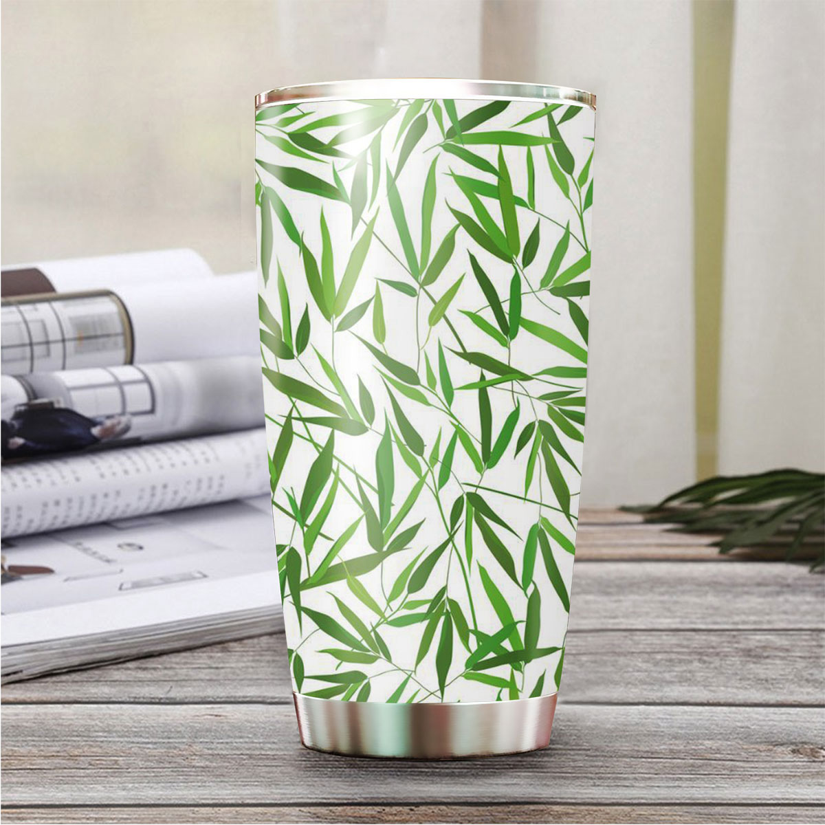 Floral Bamboo Leaves Tumbler