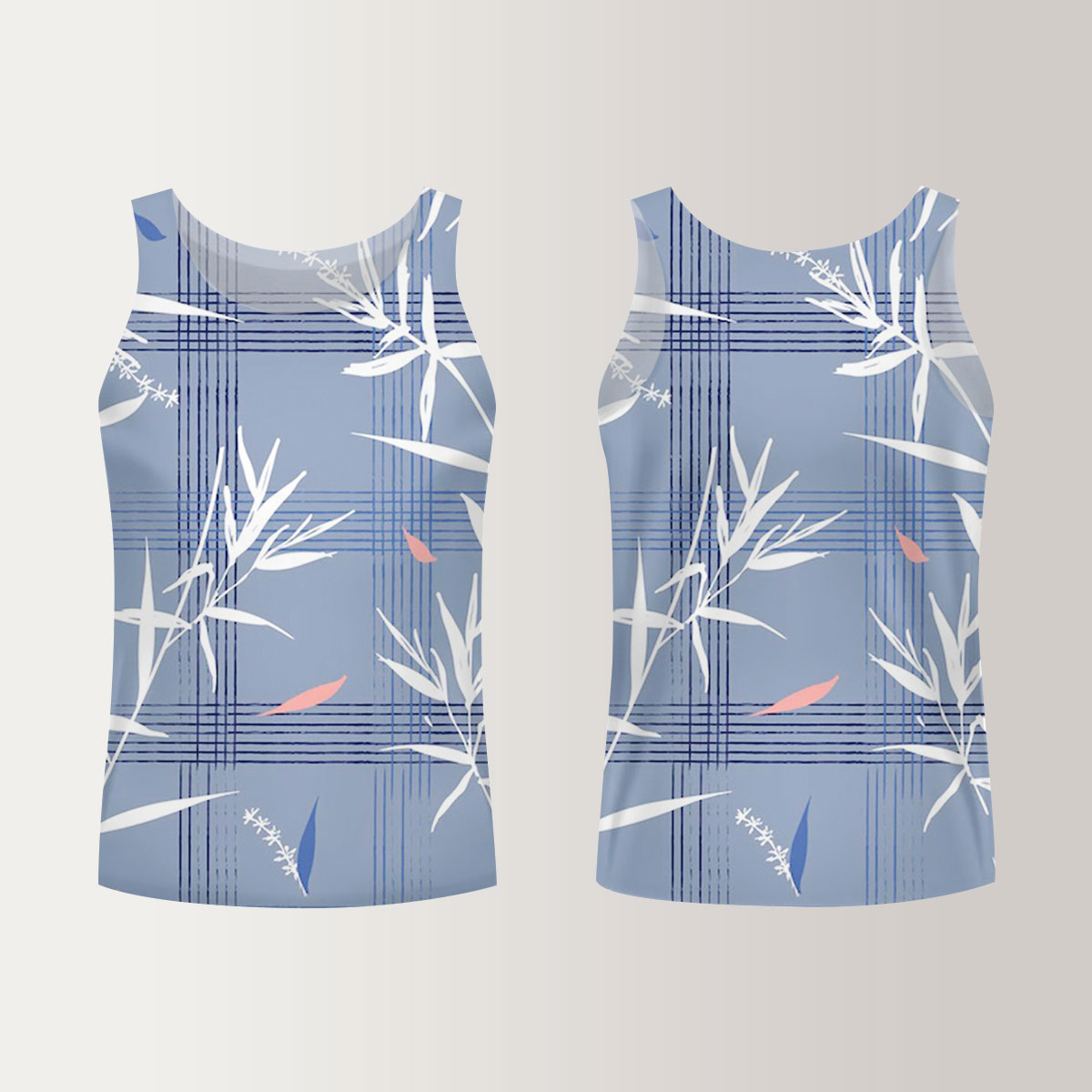 Beautiful With Bamboo Leaves On Blue Unisex Tank Top