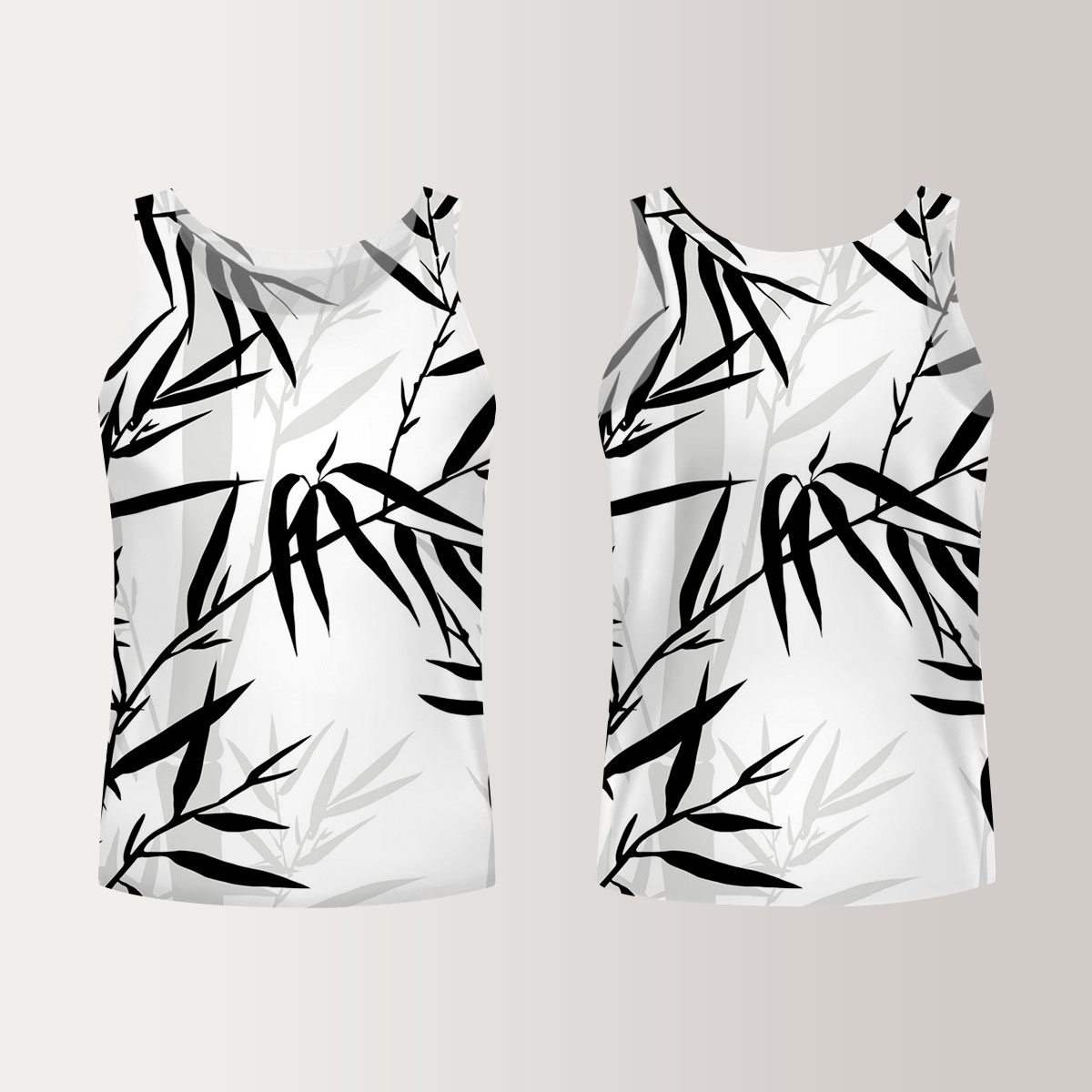 Black And White Bamboo Leaves Unisex Tank Top
