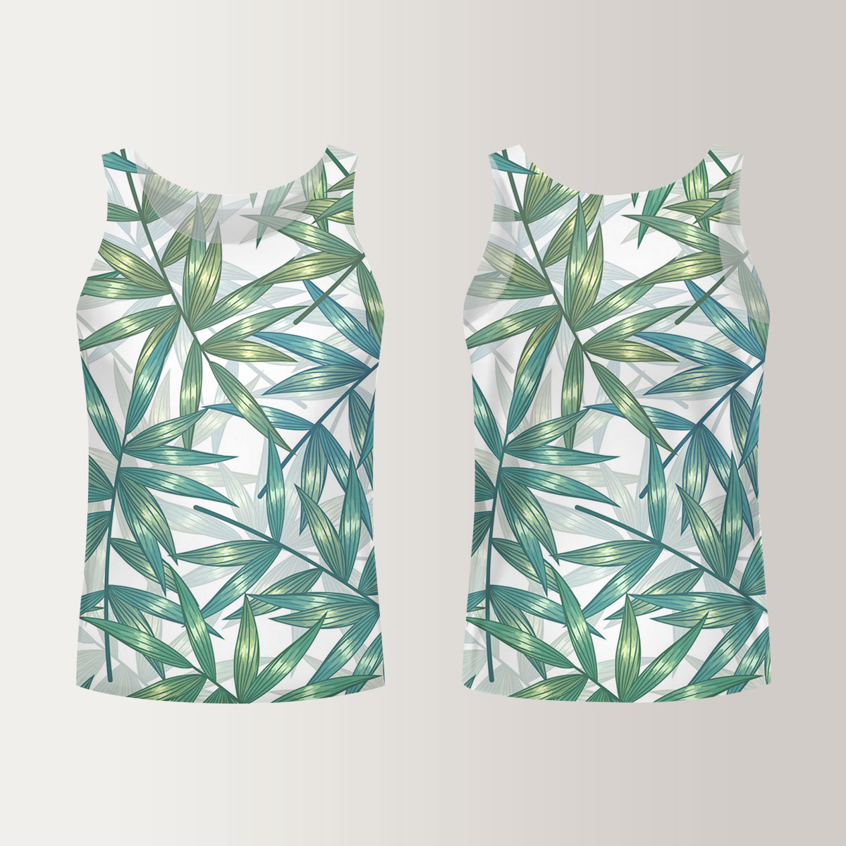 Green Gold Bamboo Leaves Unisex Tank Top
