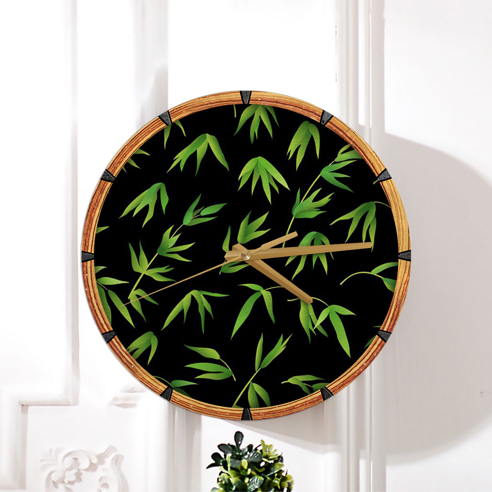 Tropical Bamboo Leaves Wall Clock