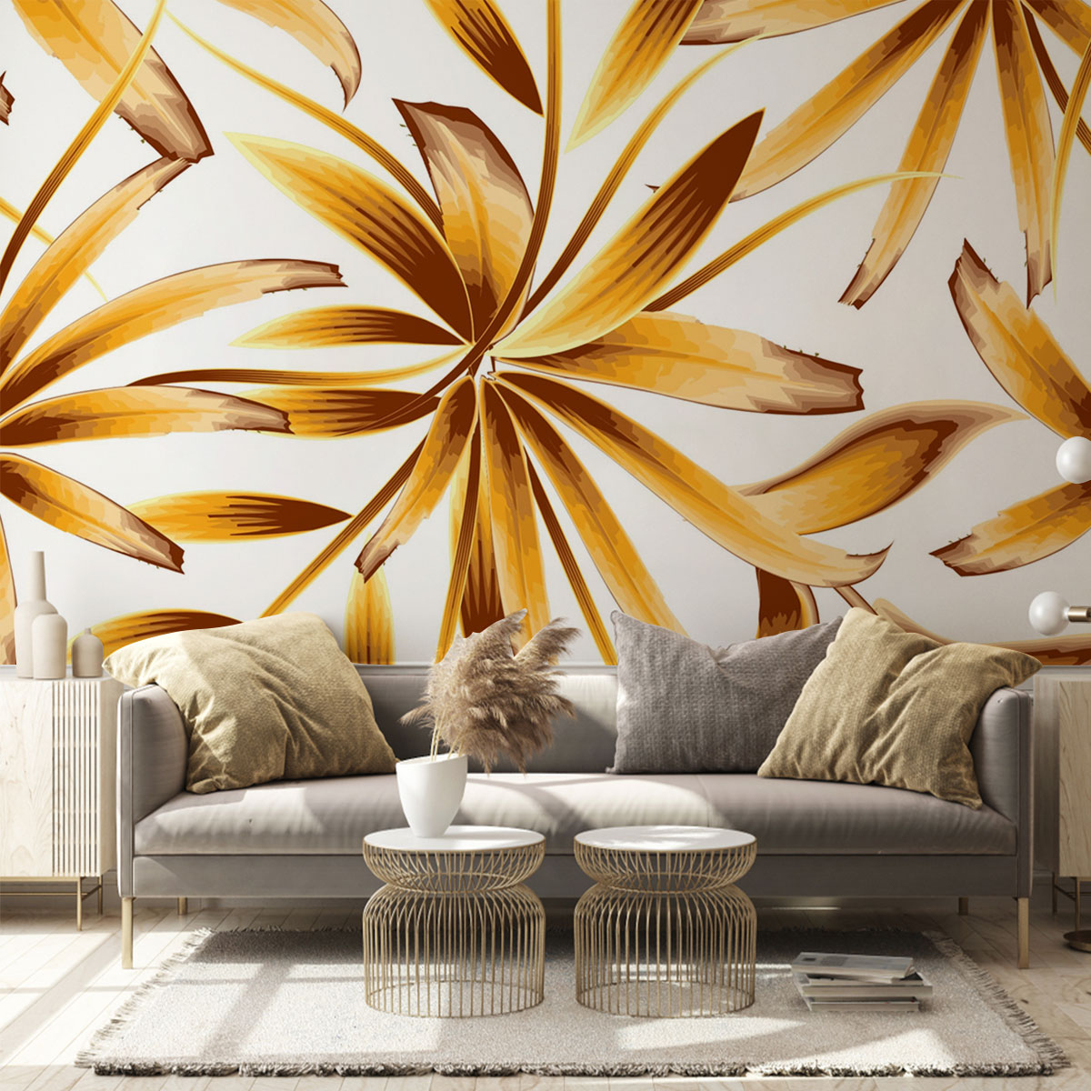 Abstract Bamboo Leaf Wall Mural