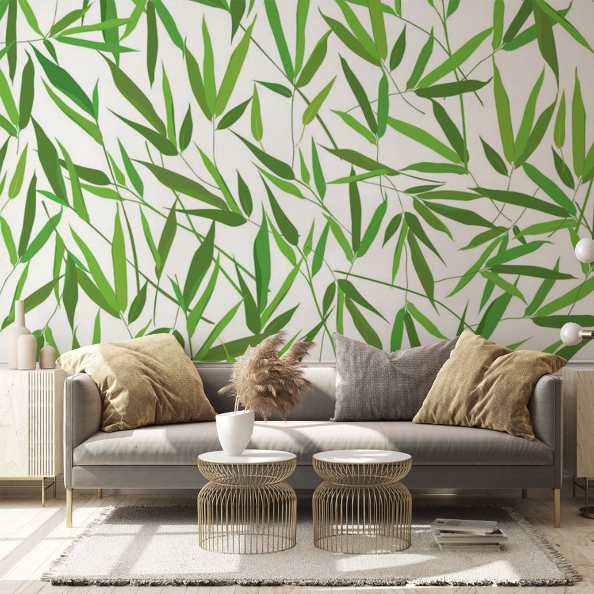 Floral Bamboo Leaves Wall Mural