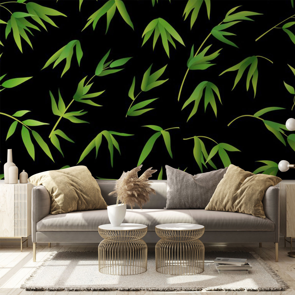 Tropical Bamboo Leaves Wall Mural