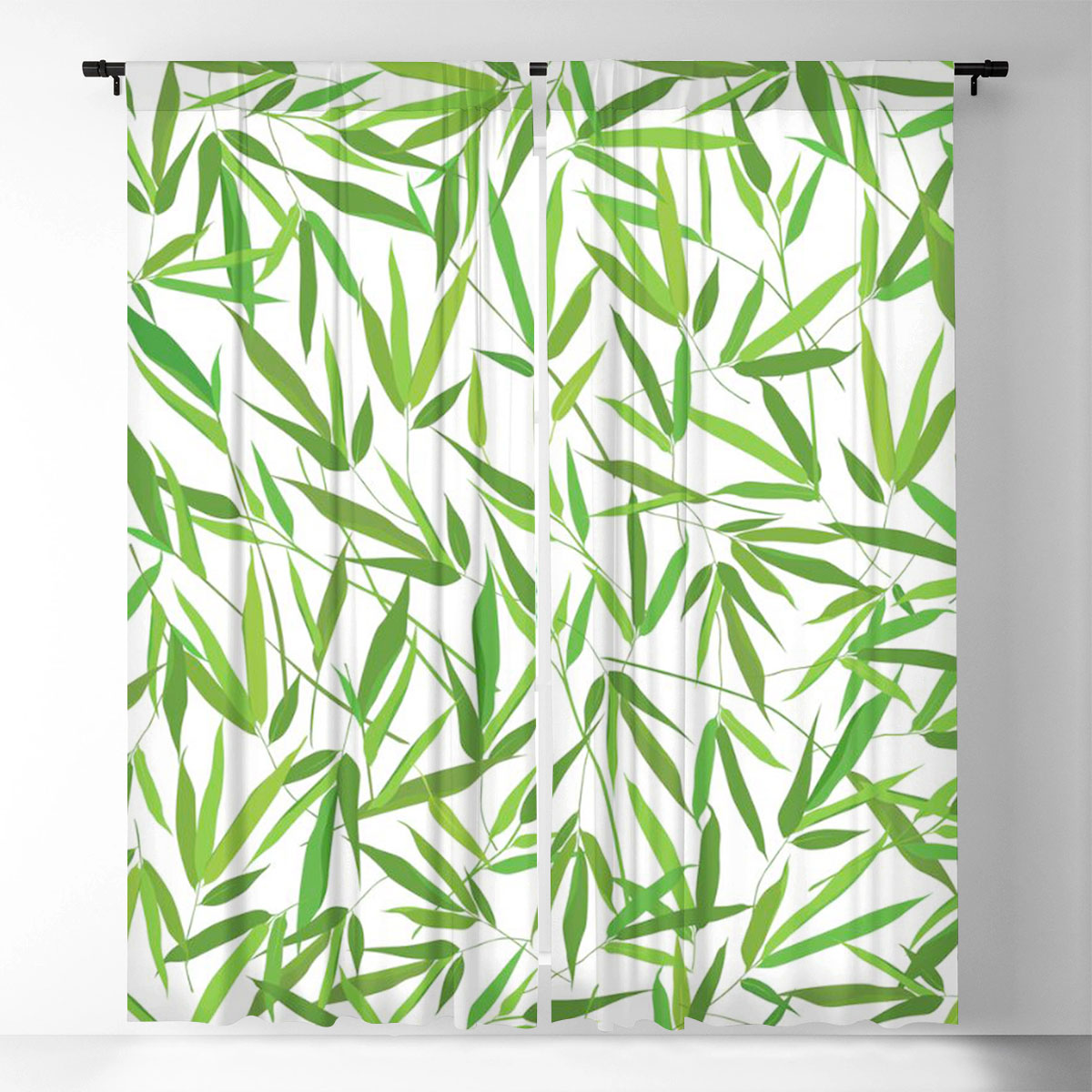 Floral Bamboo Leaves Window Curtain