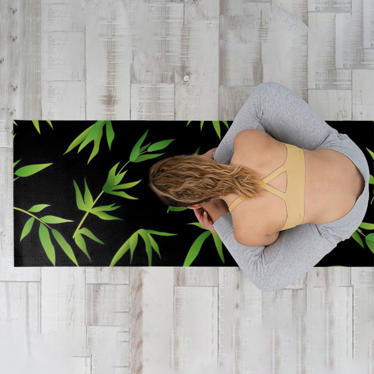 Tropical Bamboo Leaves Yoga Mat