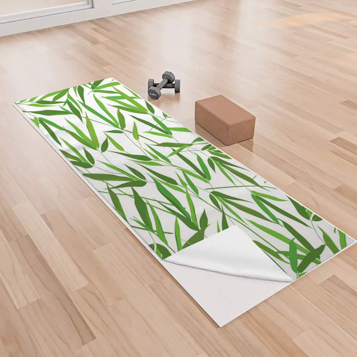 Floral Bamboo Leaves Yoga Towels