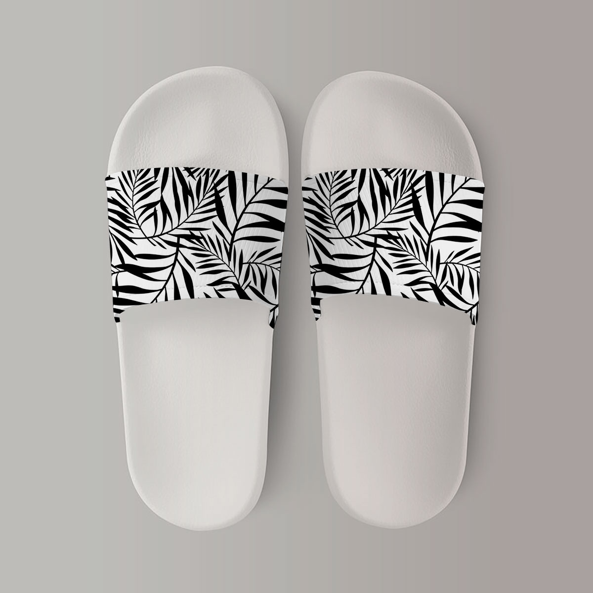 Black And White With Palm Leaves Sandal